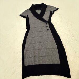 Ultra Flirt Gray and Black Asymmetrical Sheath Dress